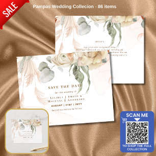 Trending Terracotta Pampas Grass Wedding Postcard