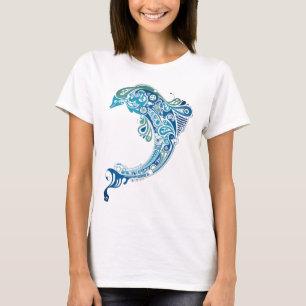 Trending Turquoise Dolphin Tattoo Abstract Art T-Shirt