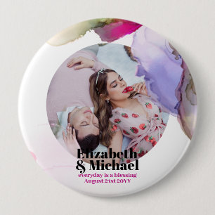 Trending Watercolor PHOTO Gift Moody 10 Cm Round Badge