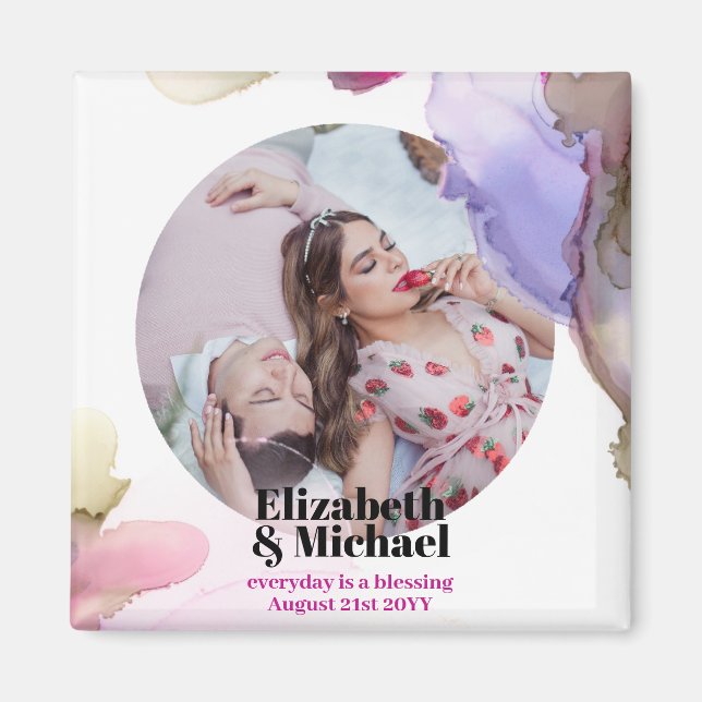 Trending Watercolor PHOTO Gift Moody Magnet (Front)