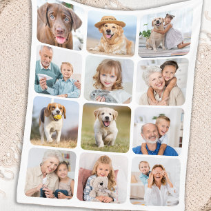 Trendy 12 Photo Collage Personalised Pictures Fleece Blanket