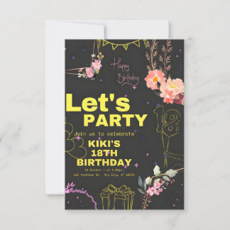 Trendy 18th Birthday Party Invitation Card