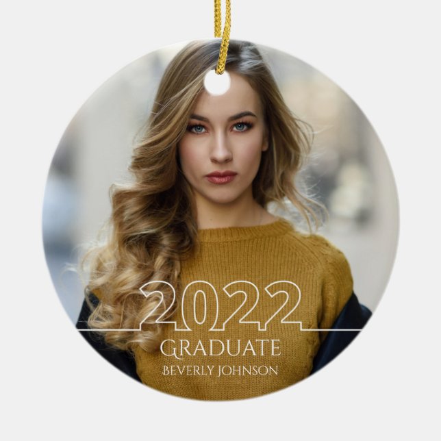 Trendy 2022 Graduate Photo Modern Graduation Ceramic Ornament (Front)