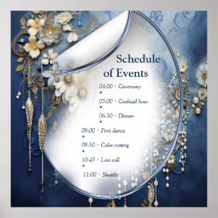 Trendy 3-D Blue Denim Print with Costume Jewellery