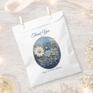 Trendy 3-D Blue Denim Print with Costume Jewellery Favour Bag