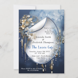 Trendy 3-D Denim Print with Costume Jewellery Invitation