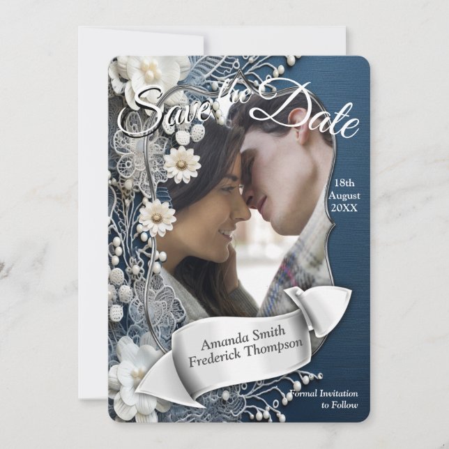 Trendy 3-D Denim Print with Costume Jewellery Invitation (Front)