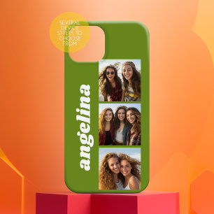 Trendy 3 Photos and Name - avocado green iPhone 15 Case