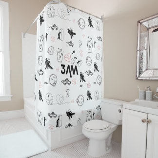 Trendy 3AM Doodle Art Shower Curtain Décor