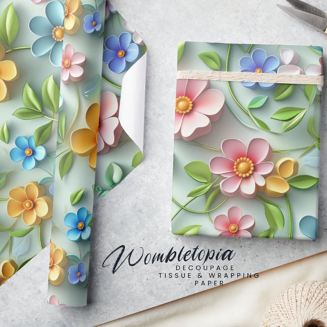 Trendy 3D Floral Daises | Modern Colourful Girly Wrapping Paper (Creator Uploaded)