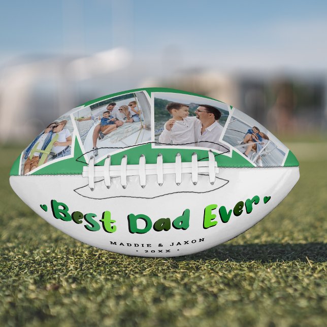 Trendy 4 Photo 'Best Dad Ever' Keepsake Football (Creator Uploaded)