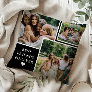 Trendy 4 Photo & Bestie Quote Best Friends Forever Cushion