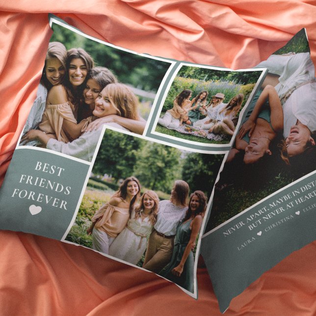 Trendy 4 Photo & Bestie Quote Best Friends Forever Cushion (Creator Uploaded)