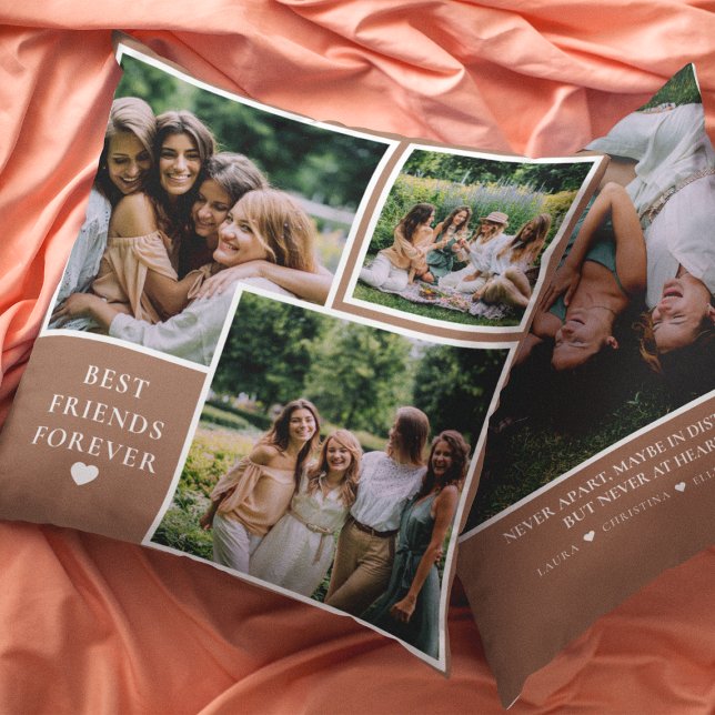 Trendy 4 Photo & Bestie Quote Best Friends Forever Cushion (Creator Uploaded)