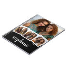 Trendy 4 Photo Collage Script Name White Black