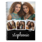 Trendy 4 Photo Collage Script Name White Black