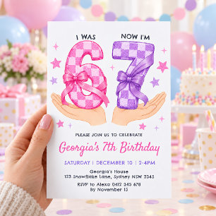 Trendy 6 7 Meme Girls Birthday Party Invitation