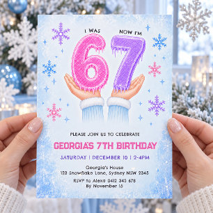 Trendy 6 7 Meme Winter Six Seven Birthday Invitation