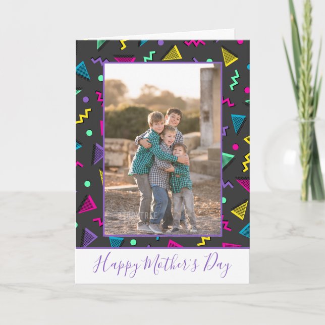 Trendy 80s Design Mother's Day Photo  Card (Front)