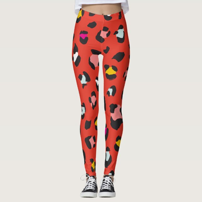 Trendy 80s Leopard Pattern Leggings (Front)