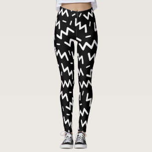 Trendy 80s Pattern Black And White  Leggings