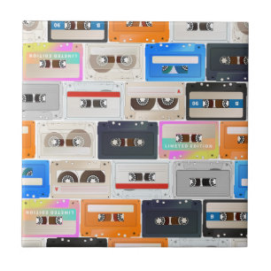 Trendy 80s Retro Cassette Pattern Ceramic Tile