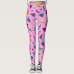 Trendy 80s Style Pink Leggings<br><div class="desc">If you love the 80's than you will love these colourful and hip eighties style leggings. Featuring a pink background full of bright blue, yellow, and green shapes, make your purchase today!</div>