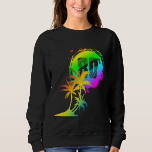 trendy 80's sunset palm trees sweatshirt