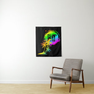 trendy 80's sunset palm trees tapestry