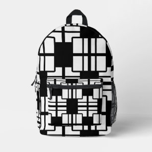 Trendy Abstract Black & White Pattern Printed Backpack