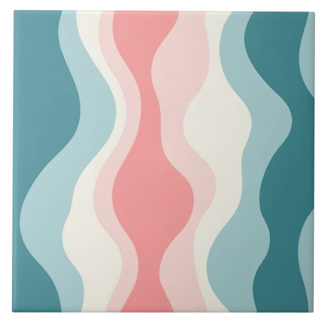 Trendy Abstract Blush Pink Mint Collection Ceramic Tile (Front)