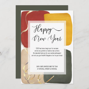 Trendy Abstract Colour Block Art Happy New Year Holiday Card