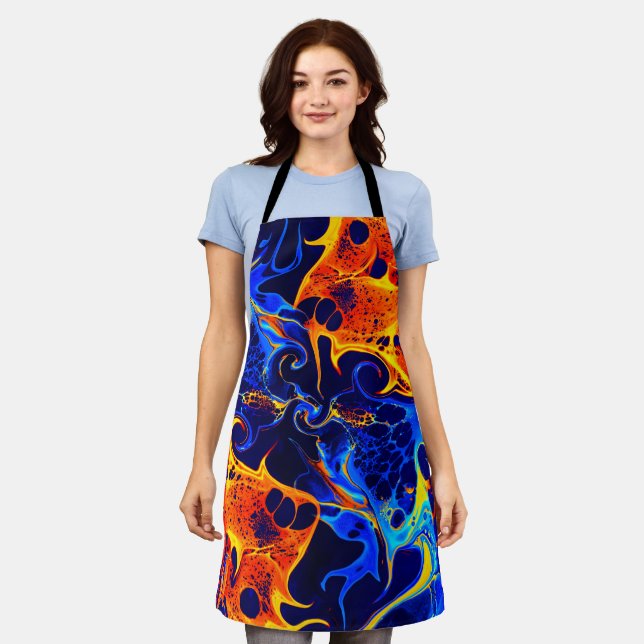 trendy abstract colourful colour swirl apron (Worn)