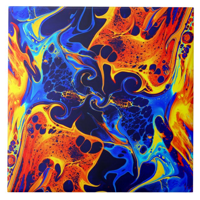 trendy abstract colourful colour swirl ceramic tile (Front)
