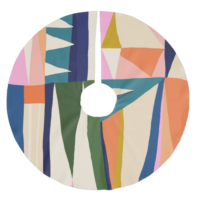 Trendy Abstract: Colourful Hand Drawn. Brushed Polyester Tree Skirt (Front)