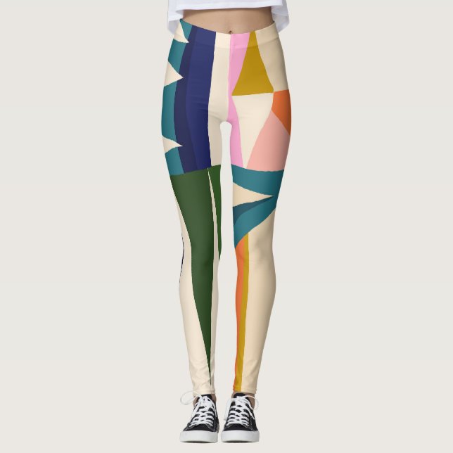 Trendy Abstract: Colourful Hand Drawn. Leggings (Front)