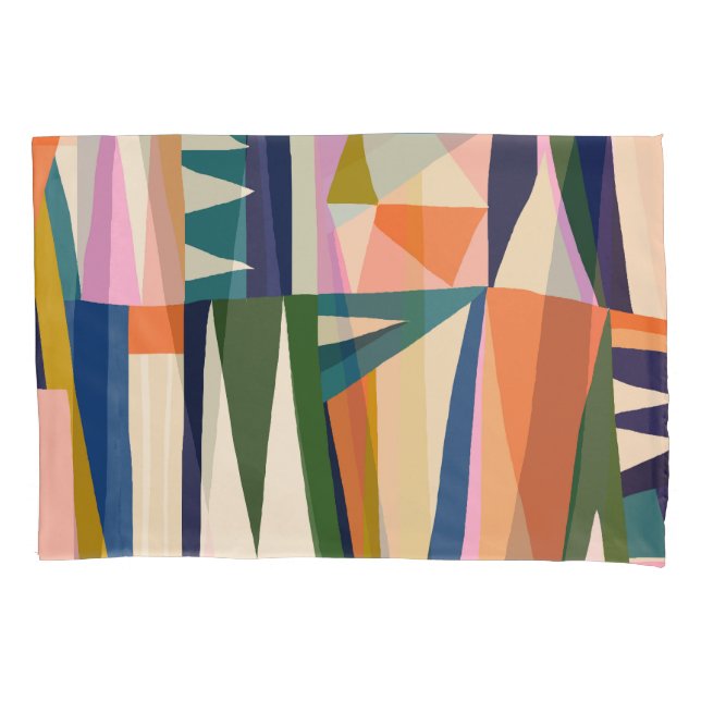 Trendy Abstract: Colourful Hand Drawn. Pillowcase (Front)