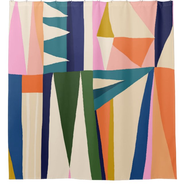 Trendy Abstract: Colourful Hand Drawn. Shower Curtain (Front)