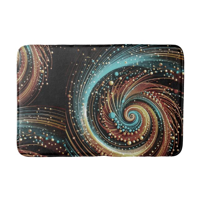 Trendy Abstract Copper Turquoise Modern Bath Mat (Front)