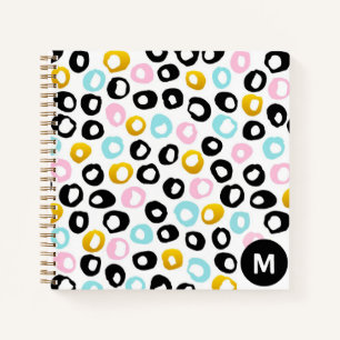 Trendy Abstract Dots Pattern Monogram Notebook