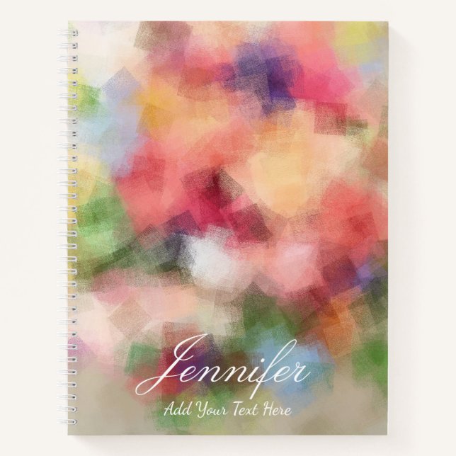 Trendy Abstract Flowers Modern Floral Template Notebook (Front)
