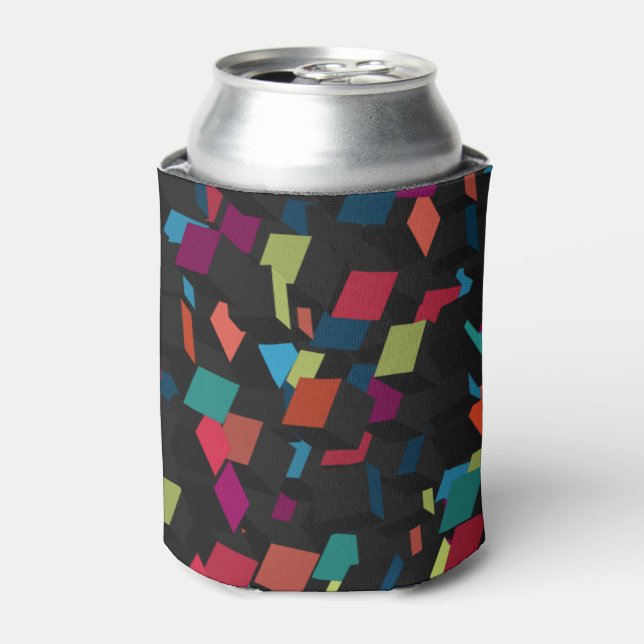 Trendy Abstract Geometric Cube Pattern Can Cooler (Can Front)
