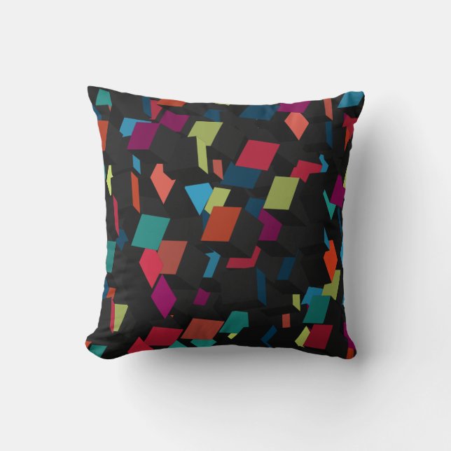 Trendy Abstract Geometric Cube Pattern Cushion (Front)