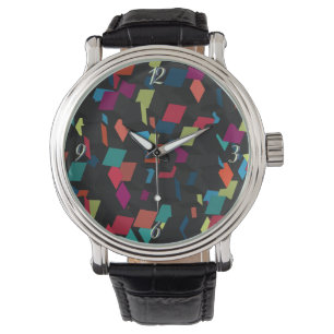 Trendy Abstract Geometric Cube Pattern Watch