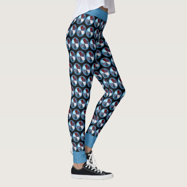 TRENDY ABSTRACT GEOMETRIC FLOWER CIRLE PATTERN LEGGINGS (Right)