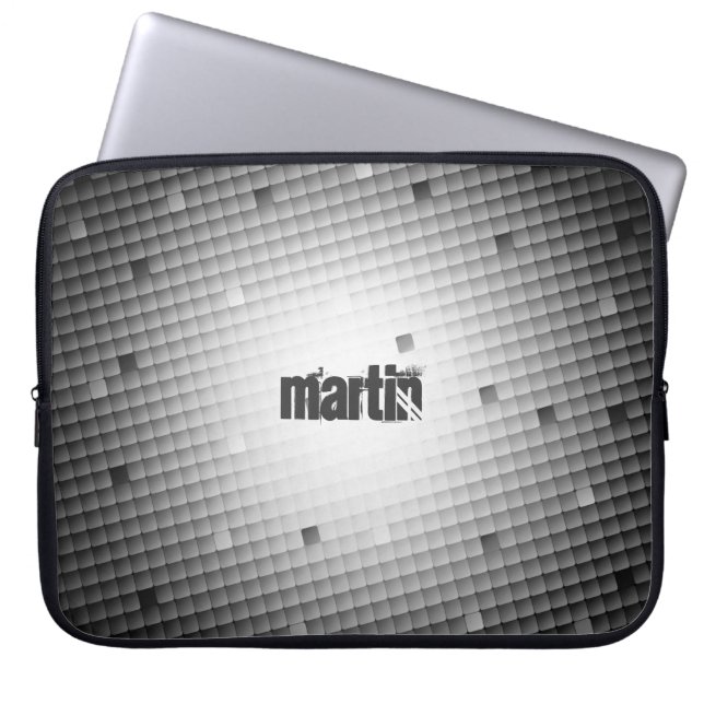 Trendy Abstract Geometric Pattern with Monogram La Laptop Sleeve (Front)