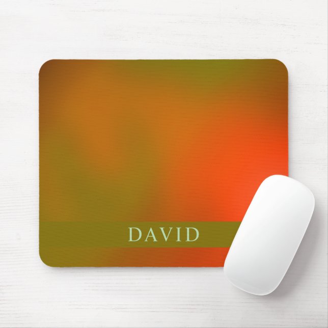Trendy Abstract Green and Orange Mouse Mat (With Mouse)