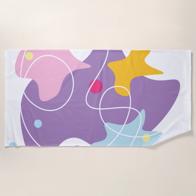 Trendy abstract pattern in purple and blue colours beach towel (Front)