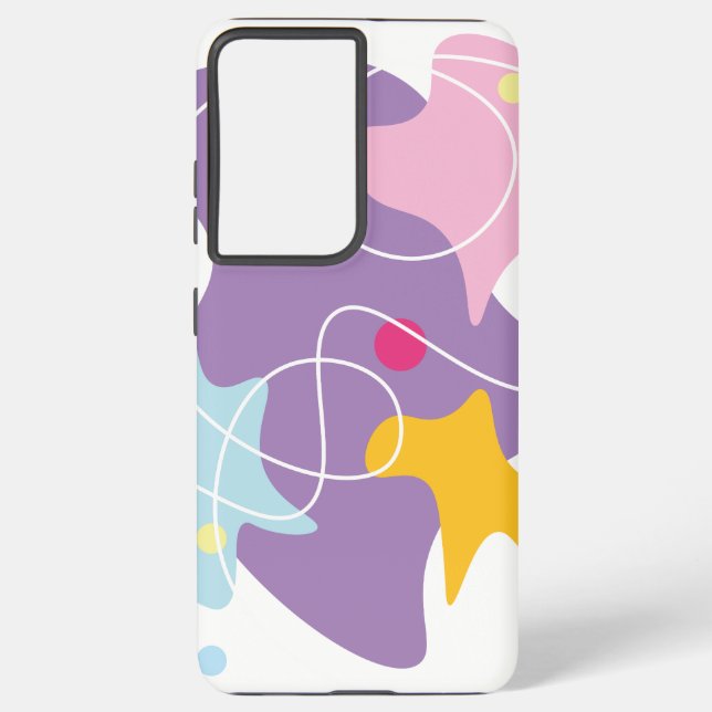 Trendy abstract pattern in purple and blue colours samsung galaxy s21 ultra case (Back)