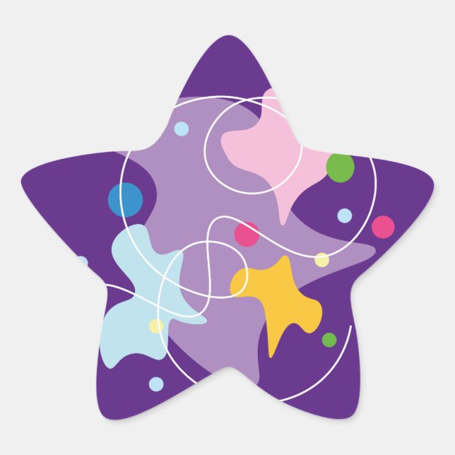 Trendy abstract pattern in purple and blue colours star sticker (Front)
